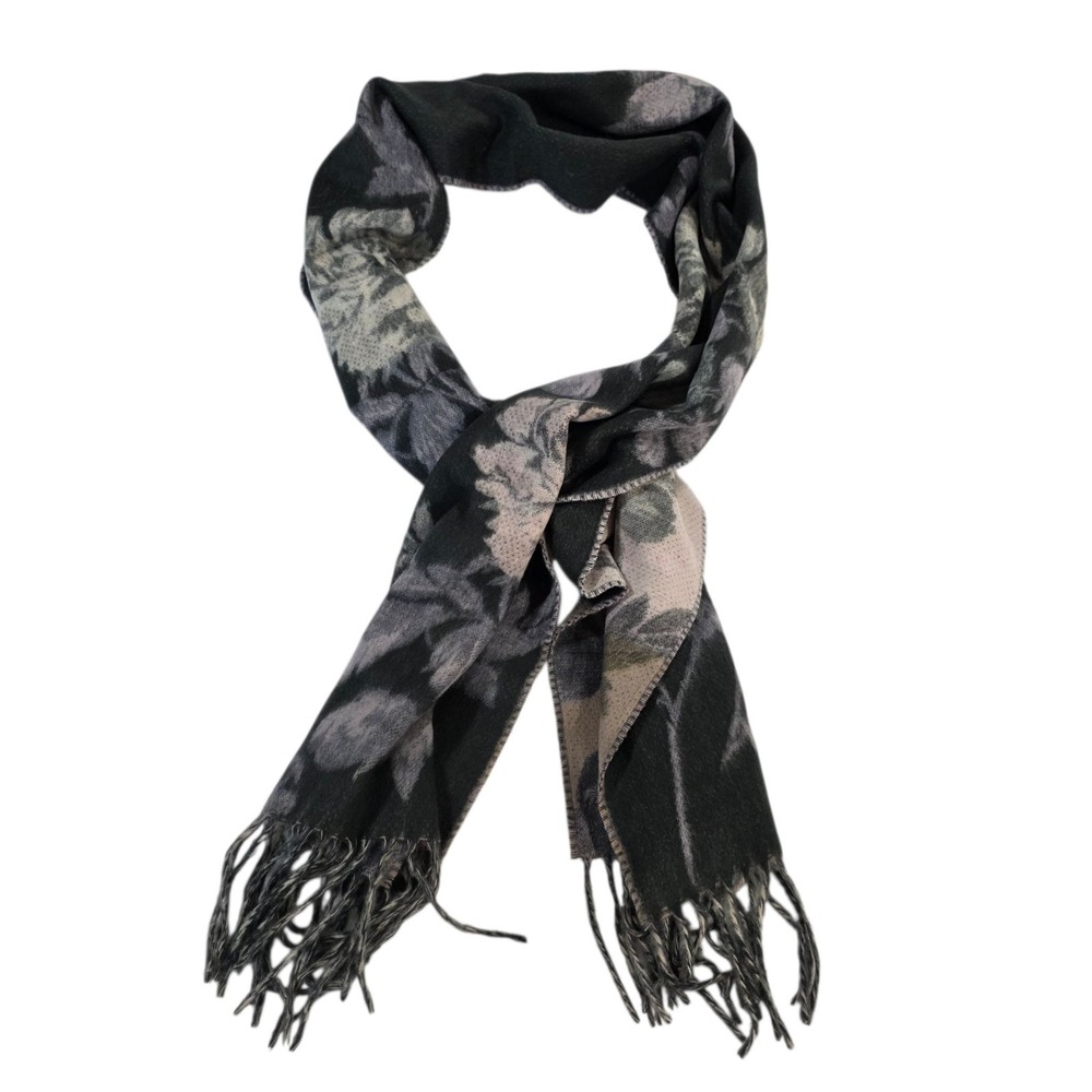 V. Fraas Cashmink‎ Floral Scarf 100% Acrylic Made in Germany Grey Purple Luxury